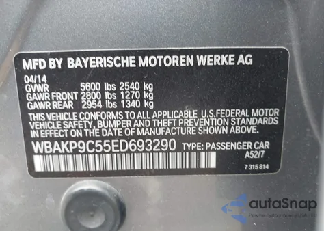 2014 BMW 550I xDrive from USA, damaged, VIN WBAKP9C55ED693290